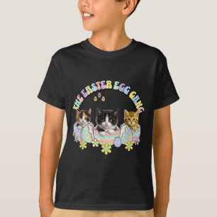 Funny Easter Egg Gang Kittens Tuxedo Cat Calico T-Shirt