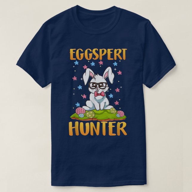 Funny Easter Egg Hunt Eggspert Hunter Easter Bunny T-Shirt (Design Front)