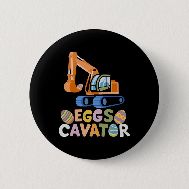 Funny Easter Egg Hunt With Trucks And Construction 6 Cm Round Badge (Front)