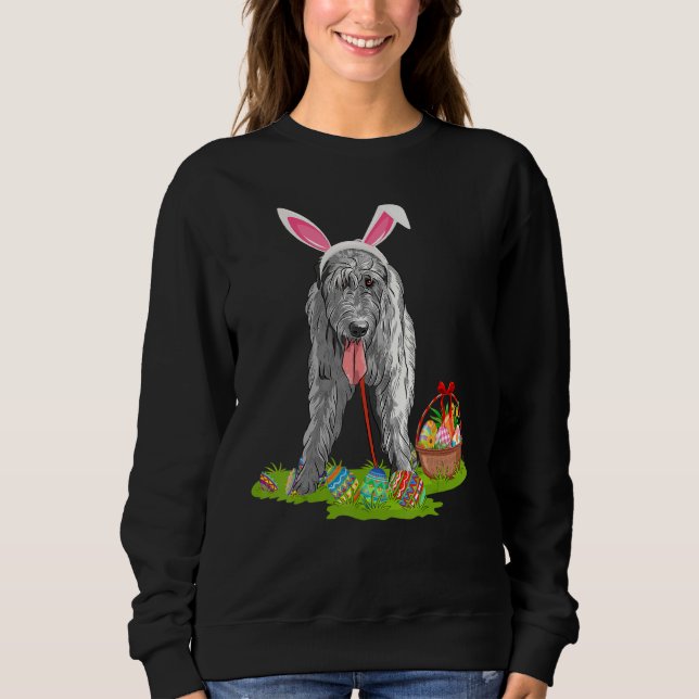 Funny Easter Egg Hunting Bunny Irish Wolfhound Dog Sweatshirt (Front)