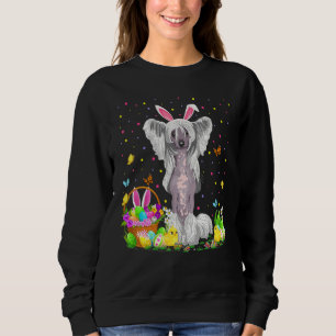 Funny Easter Egg Hunting Chinese Crested Dog Easte Sweatshirt