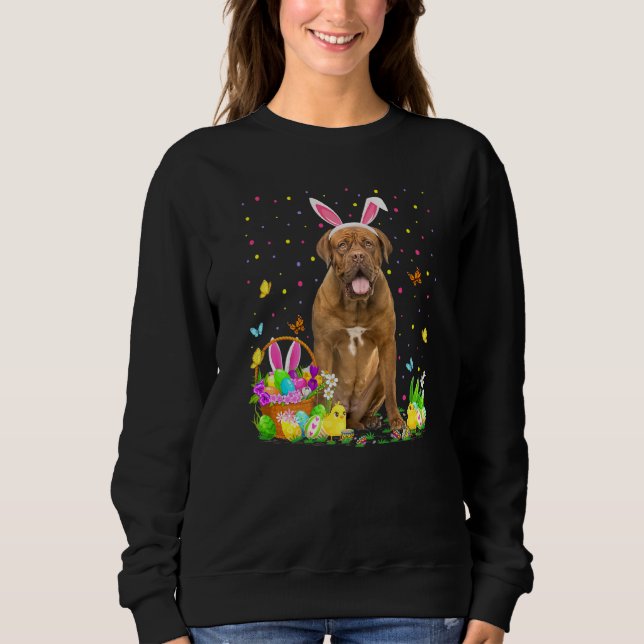 Funny Easter Egg Hunting Dogue De Bordeaux Dog Eas Sweatshirt (Front)