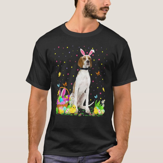 Funny Easter Egg Hunting English Pointer Dog Easte T-Shirt (Front)