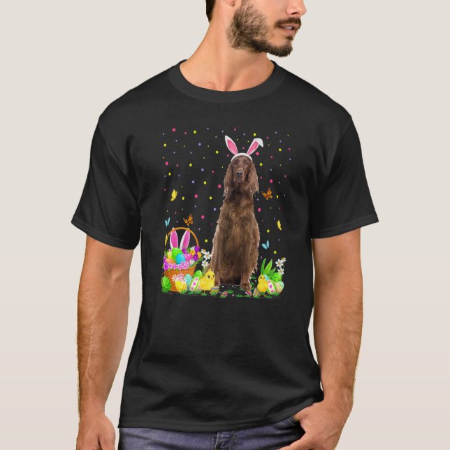Funny Easter Egg Hunting Irish Setter Dog Easter S T-Shirt (Front)