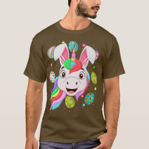 Funny Easter Egg Lover Bunny Ear Unicorn Face East T-Shirt