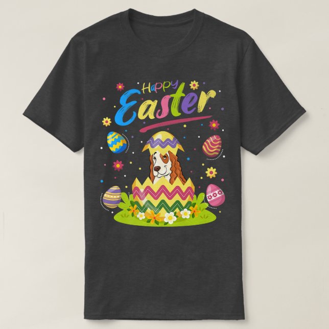 Funny Easter Egg Lover Cocker Spaniel Dog Happy Ea T-Shirt (Design Front)