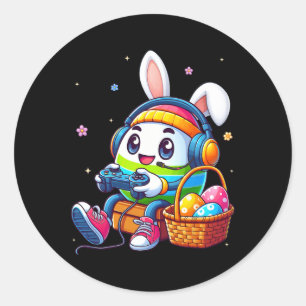 Funny Easter Egg Playing Video Game For Gamer Boys Classic Round Sticker
