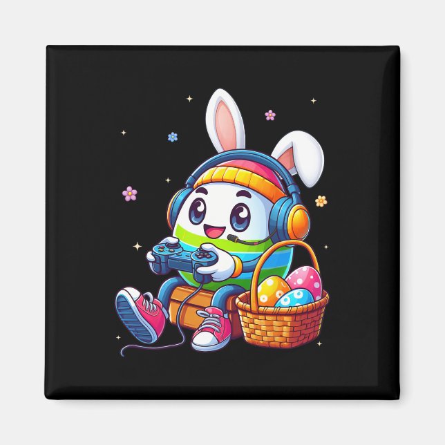 Funny Easter Egg Playing Video Game For Gamer Boys Magnet (Front)