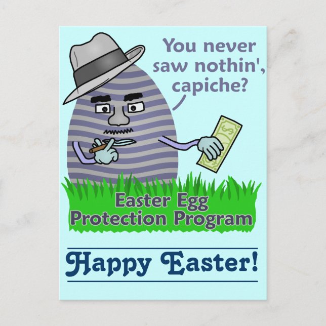 Funny Easter Egg Protection Program Holiday Postcard (Front)