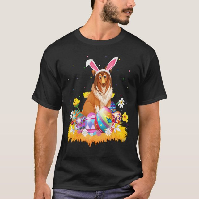 Funny Easter Egg   Shetland Sheepdog Easter Sunday T-Shirt (Front)