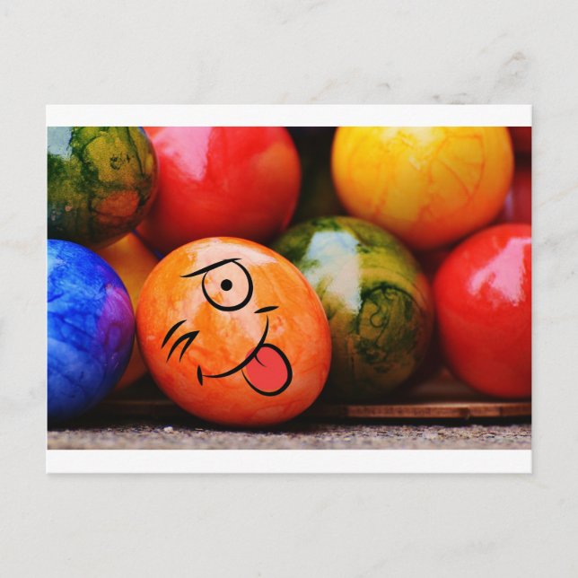 Funny Easter Egg Sticking his tongue out Holiday Postcard (Front)