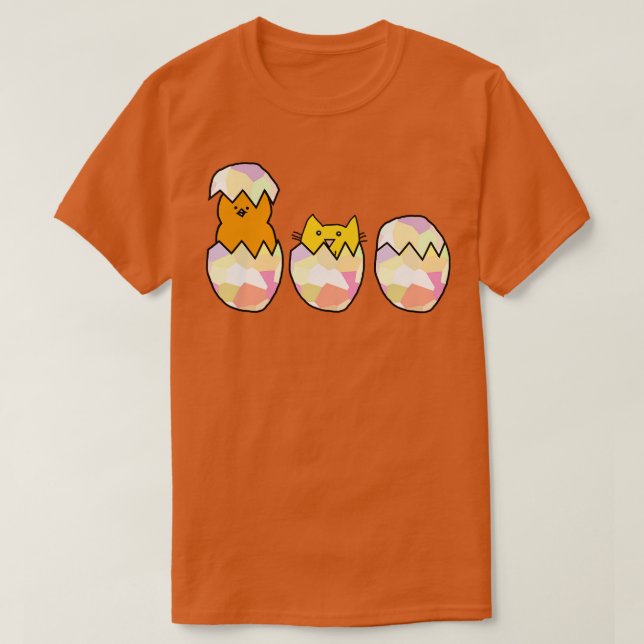 Funny Easter Eggs Cat Among the Chickens T-Shirt (Design Front)