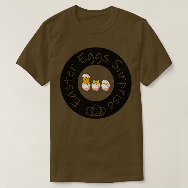 Funny Easter Eggs Surprise Kitty Cat T-Shirt (Design Front)