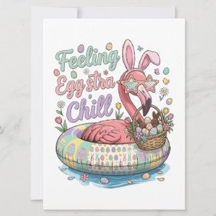 Funny Easter Flamingo Feeling Eggstra Chill Cute Holiday Card