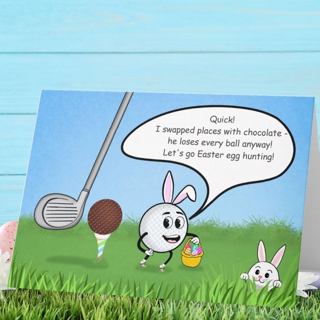 Funny Easter Golf Ball Easter Egg Hunt Humour Card (Creator Uploaded)