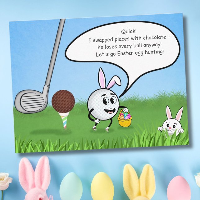 Funny Easter Golf Ball Easter Egg Hunt Humour Postcard (Creator Uploaded)