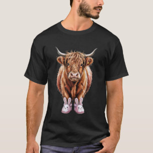 Funny Easter Highland Cow Bunny Slippers Cute Scot T-Shirt