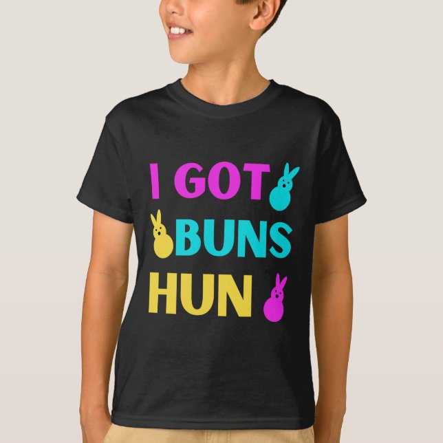 Funny Easter - I Got Buns Marshmallow Candy Bunnie T-Shirt (Front)