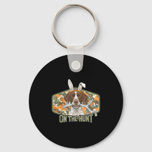 Funny easter labrador retriever on the hunt bunny key ring