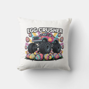 Funny Easter Monster Truck Egg Crusher Pun Boys Cushion
