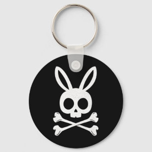 Funny Easter Pirate Jolly Roger Bunny Skull Rabbit Key Ring