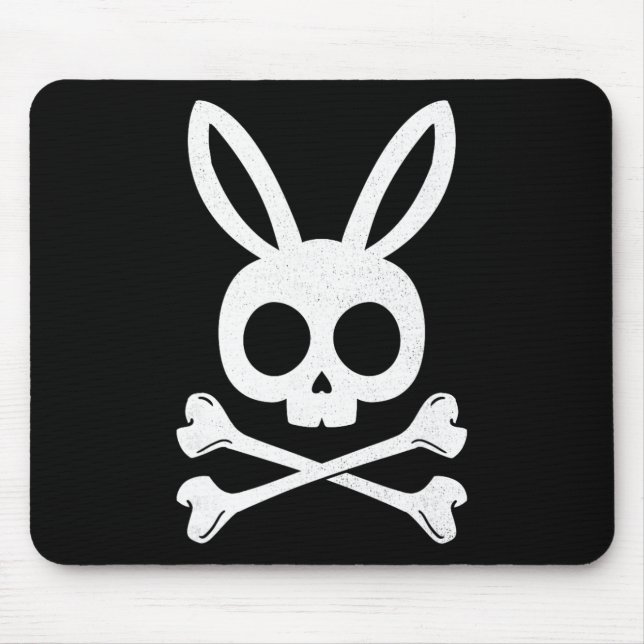 Funny Easter Pirate Jolly Roger Bunny Skull Rabbit Mouse Pad (Front)