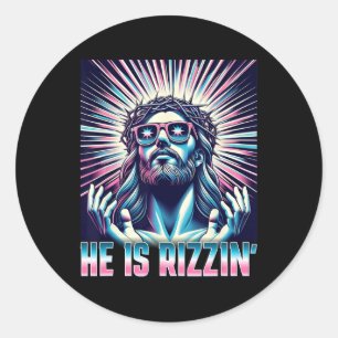 Funny Easter Resurrection Rizz Meme He Is Rizzin J Classic Round Sticker