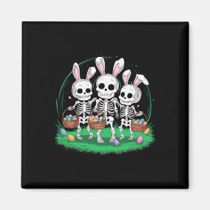 Funny Easter Skeleton Holding Egg Bysket With Bunn Magnet