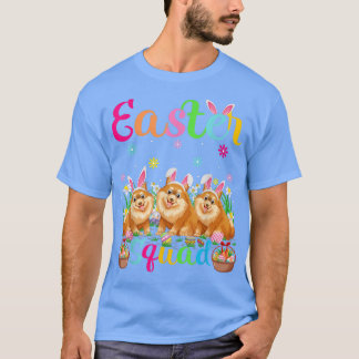 Funny Easter Squad Bunny Ear Pomeranian Dog Happy  T-Shirt