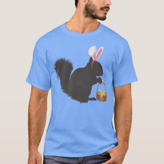 Funny Easter Squirrel Easter Basket and Bunny Ears T-Shirt