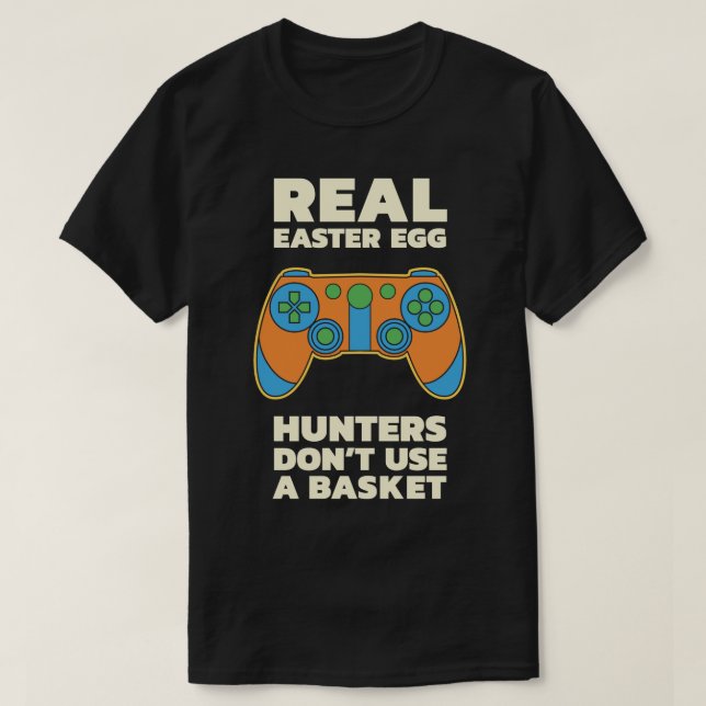 Funny Easter Video Easter Egg Hunt Game Controller T-Shirt (Design Front)