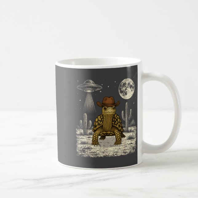 Funny Eastern Box Turtle Cowboy Western Ufo  Coffee Mug (Right)