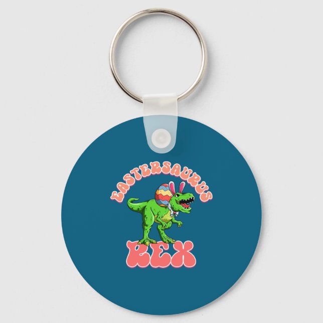 Funny Eastersaurus Rex Easter Rex Dinosaur Key Ring (Front)
