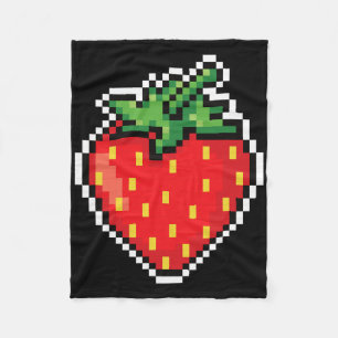 Funny Easy Halloween Costume Pixel Strawberry 80s  Fleece Blanket