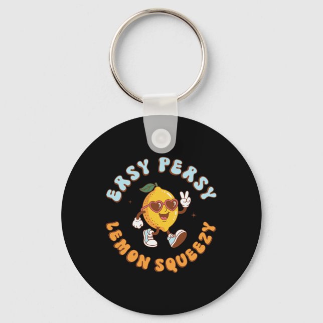 Funny Easy Peasy Lemon Squeezy Retro Summer Vacati Key Ring (Front)