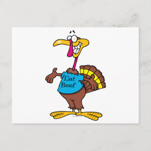 funny eat beef turkey cartoon postcard