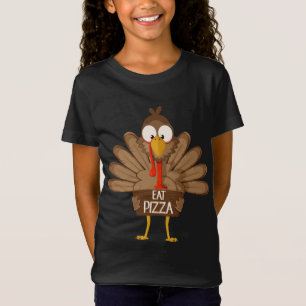 Funny Eat pizza turkey Thanksgiving vegan for kids T-Shirt