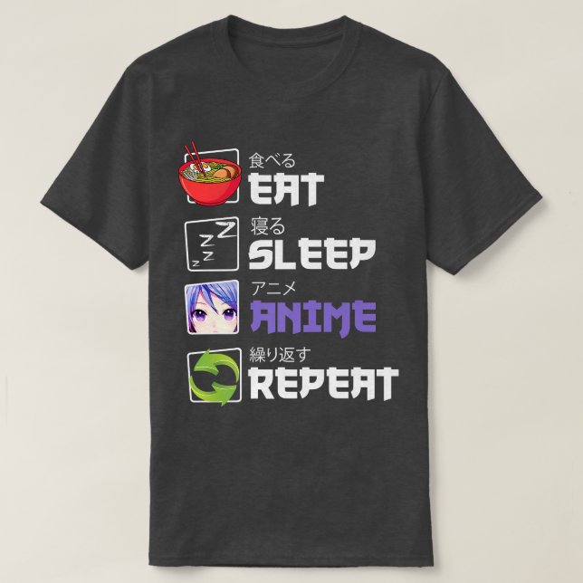 Funny  Eat Sleep Anime Repeat Anime Japan Manga Gi T-Shirt (Design Front)