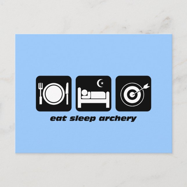 Funny eat sleep archery postcard (Front)