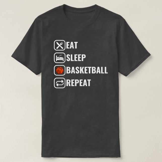 Funny Eat Sleep Basketball Repeat T-Shirt (Design Front)
