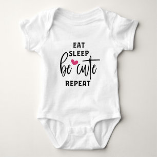 Funny eat sleep cute word art girls baby bodysuit