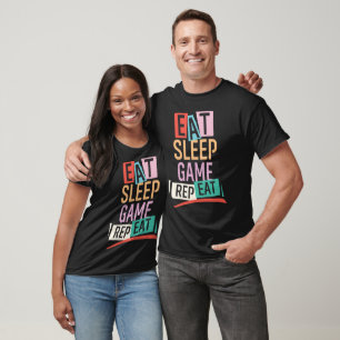 Funny Eat Sleep Game Repeat Collage Style Gamer T-Shirt