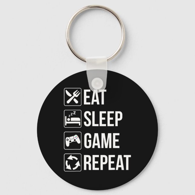Funny Eat Sleep Game Repeat For Video Games Lovers Key Ring (Front)