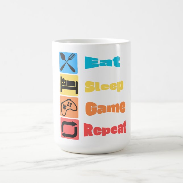 Funny "Eat Sleep Game Repeat" Gamer Mug (Center)