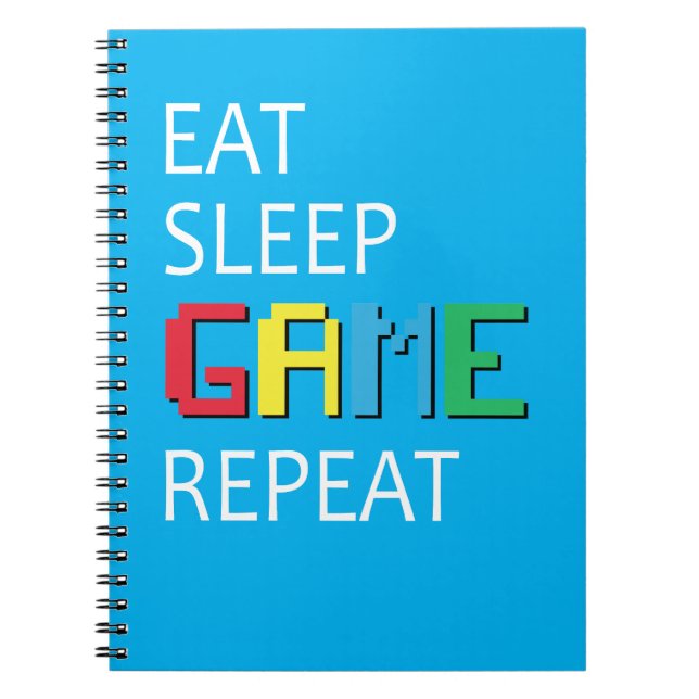  Funny Eat Sleep Game Repeat Notebook (Front)