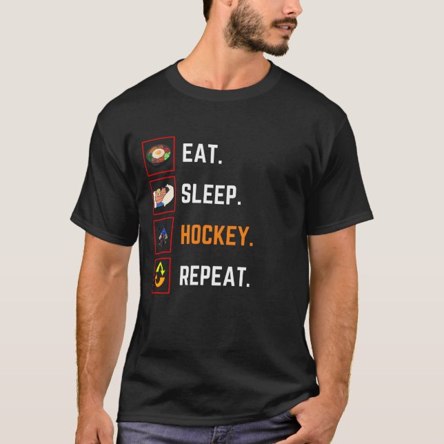 Funny Eat Sleep hockey Repeat Gift T-Shirt (Front)