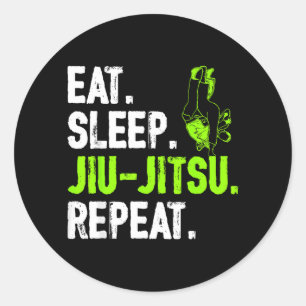 Funny Eat Sleep Jiu Jitsu Repeat Brazilian BJJ MMA Classic Round Sticker