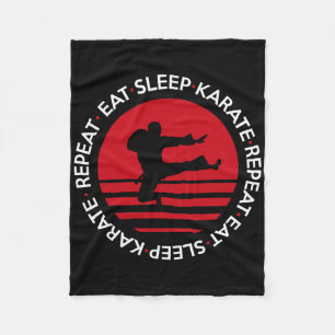 Funny Eat Sleep Karate Repeat Fleece Blanket