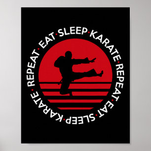 Funny Eat Sleep Karate Repeat Poster