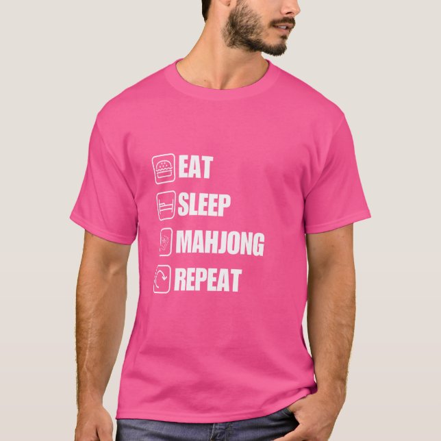 Funny Eat Sleep Mahjong Repeat T-Shirt (Front)